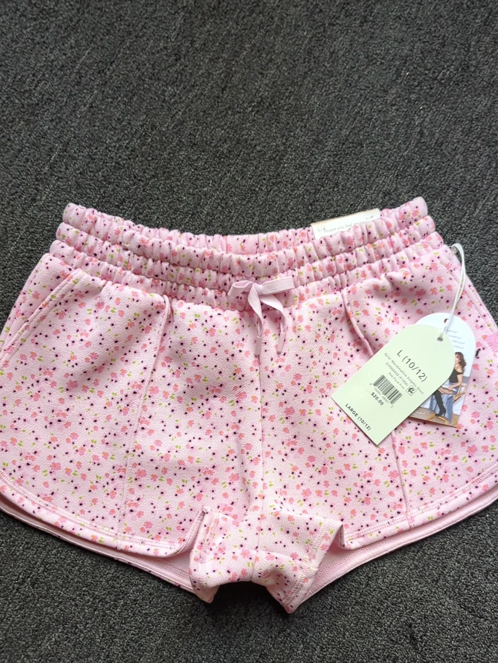 Blogilates Pink Floral Girls' Drawstring Shorts